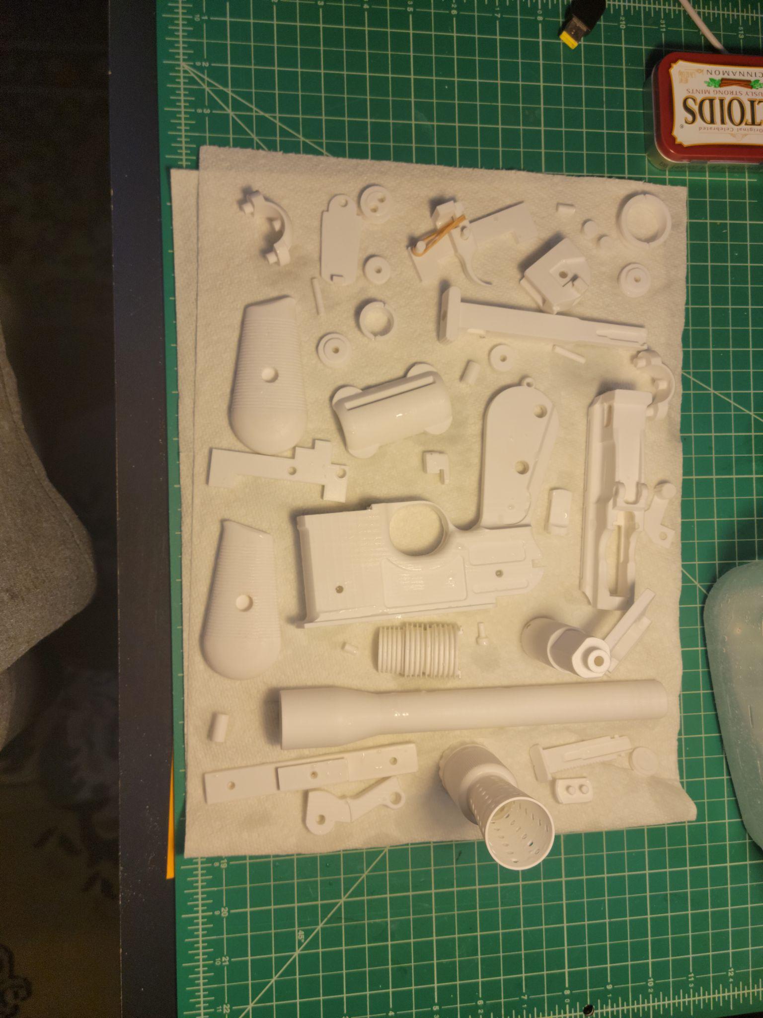All blaster parts printed and prepped before assembly